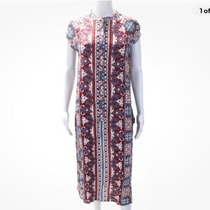 Carolina K Women's Round Neck Cap Sleeves Slit Hem Floral Maxi Dress Size XS